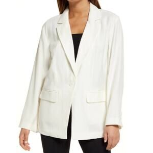 NEW OPEN EDIT NORDSTROM Women's Ivory Unstructured Blazer Size L